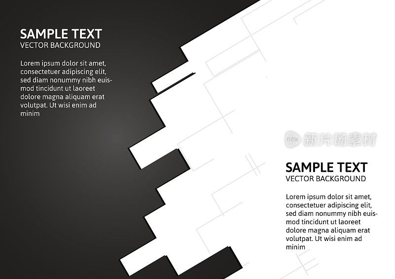 Abstract of black and white vector background with copy space